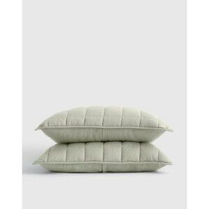 NWOT Quince King Size Sage European Linen Box Quilted Sham Set – Soft & Durable